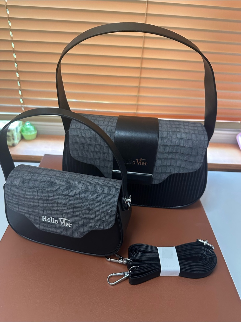 Two-Piece Black & Gray Shoulder Bag Set